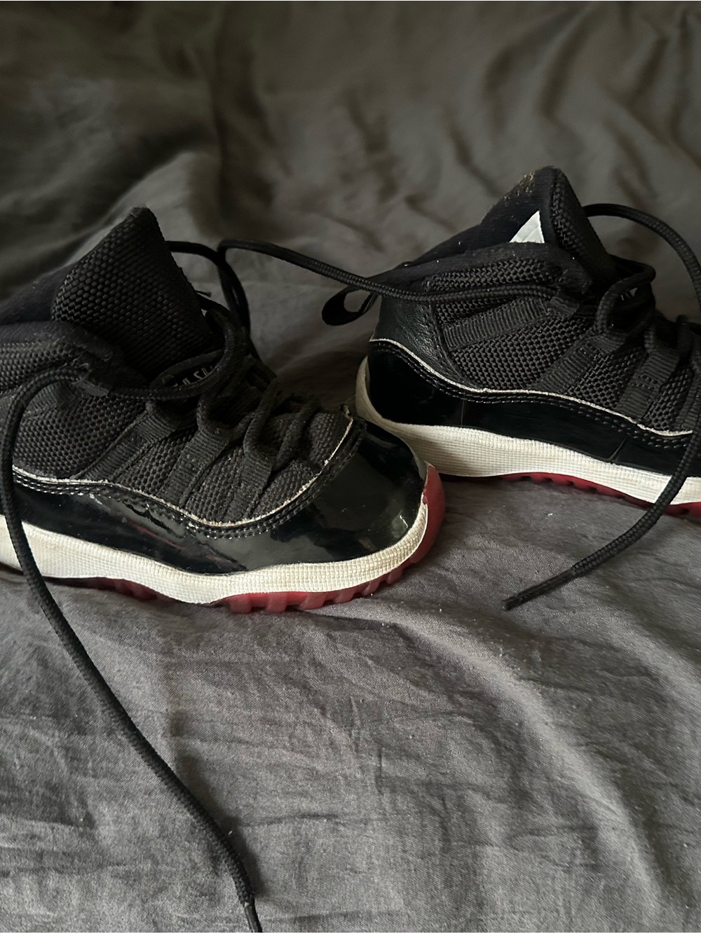 Jordan Kids Black and Red High-Top Sneakers